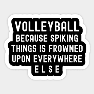 Volleyball Because spiking things is frowned upon everywhere else Sticker